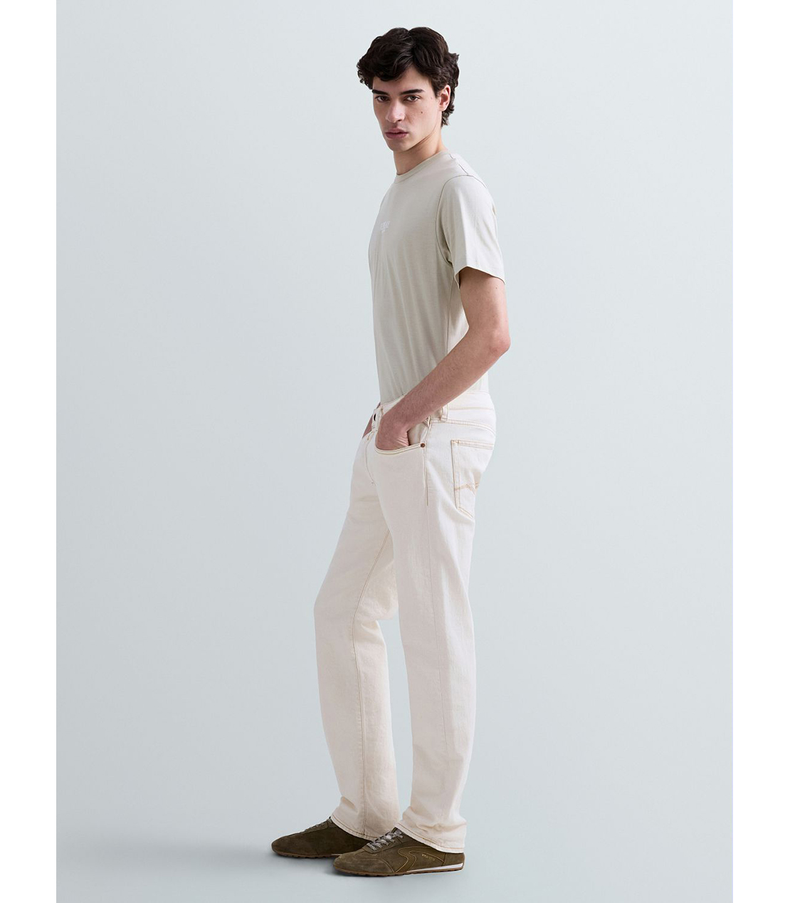 ストレートフィットDERYCK オーセンティックブルデニム 詳細画像 アイボリー 4